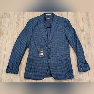 $645 Mens BOSS Hugo Boss "H-Hutson" Textured Sport Coat Dark Blue US 40L